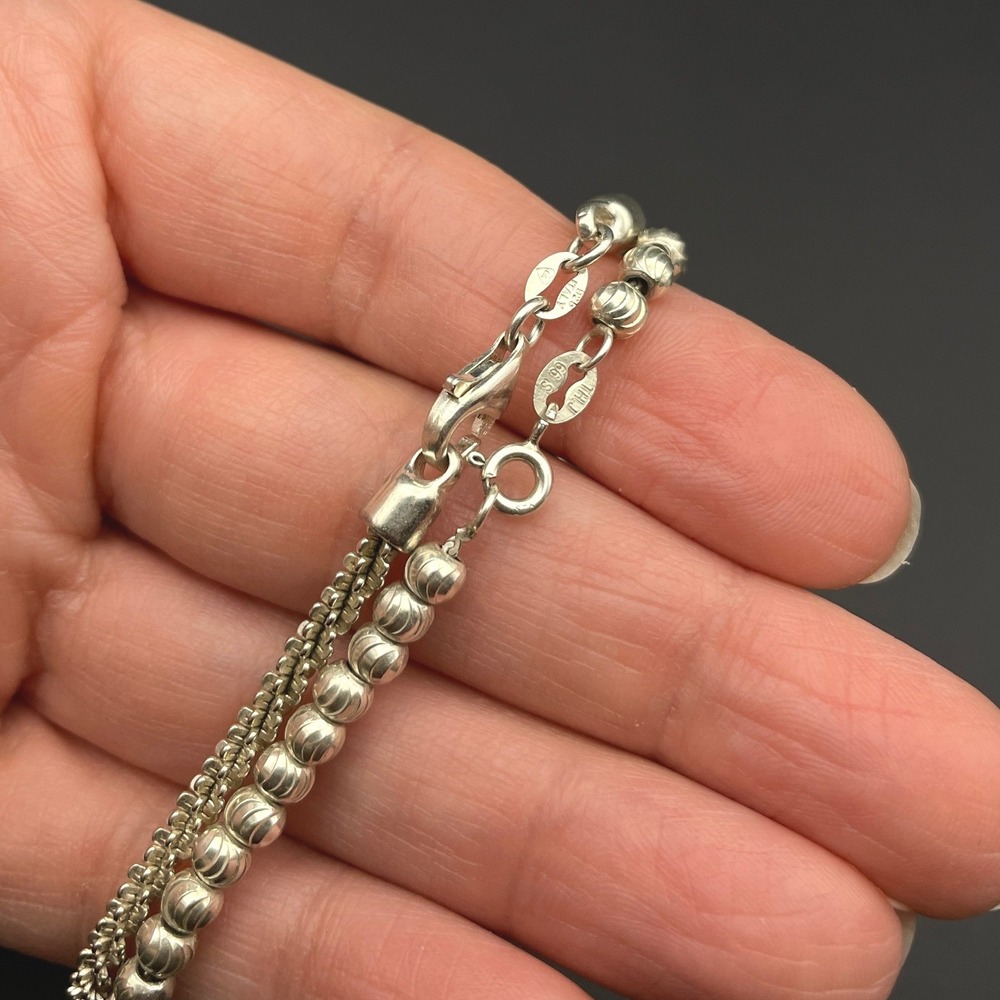 Sterling Silver Bracelet Stack Bundle Twist Chain Beaded Chain Lot - Picture 7 of 11